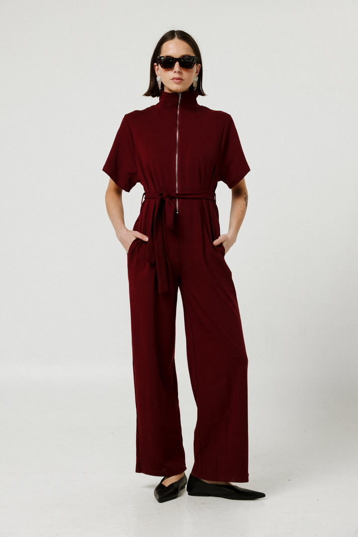Collab Wine Polo Jumpsuit