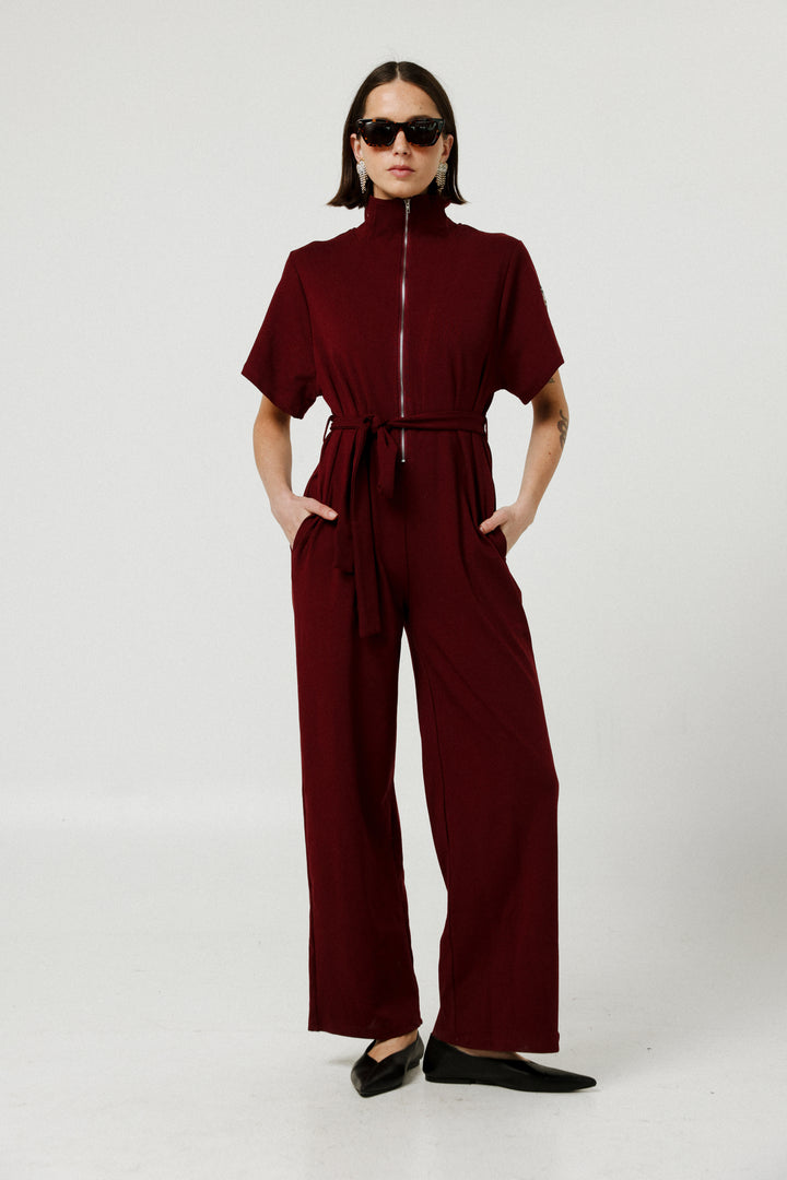 Collab Wine Polo Jumpsuit