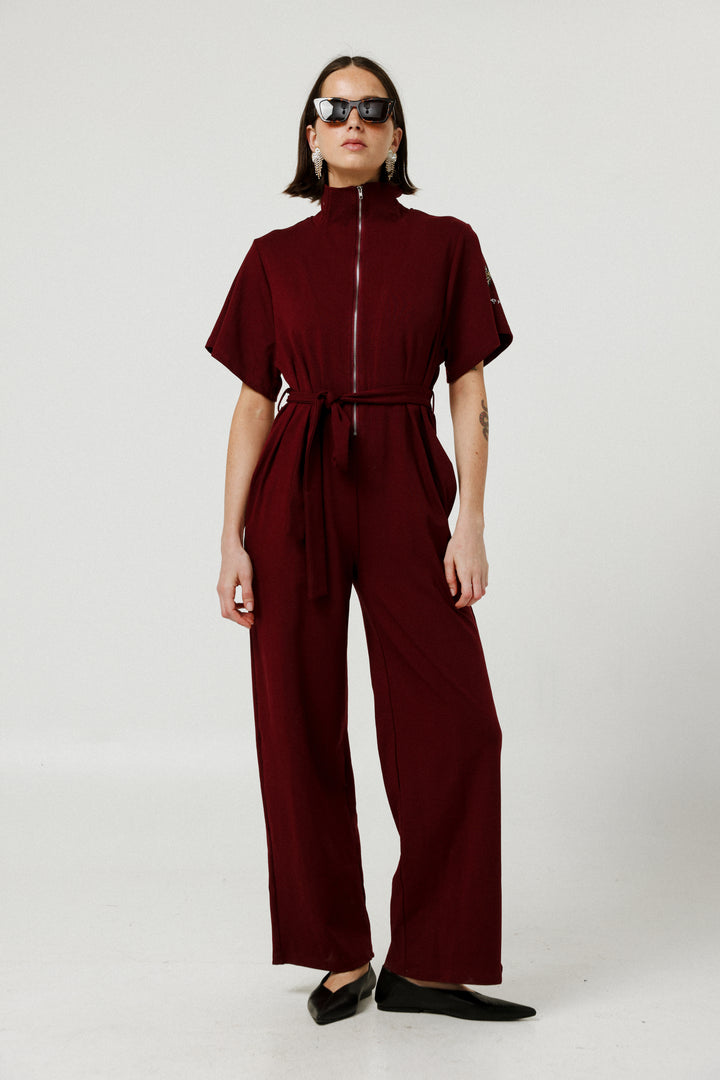 Collab Wine Polo Jumpsuit