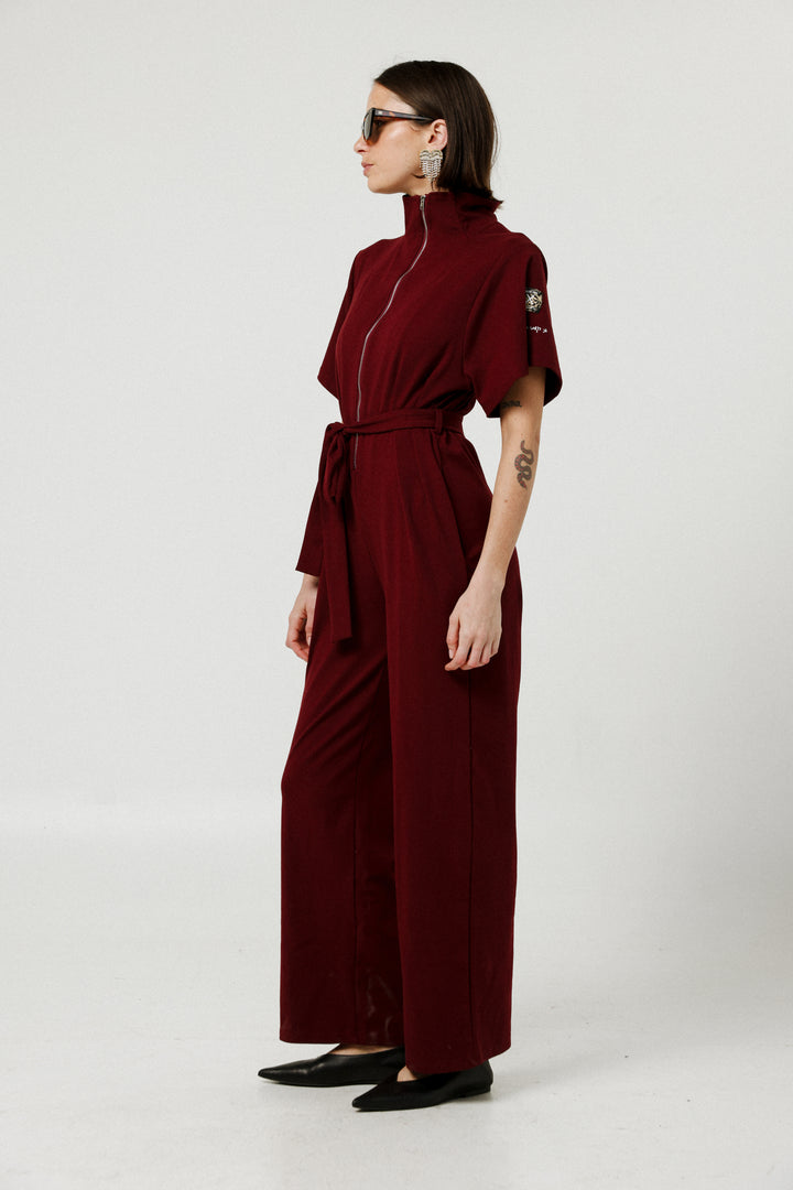 Collab Wine Polo Jumpsuit