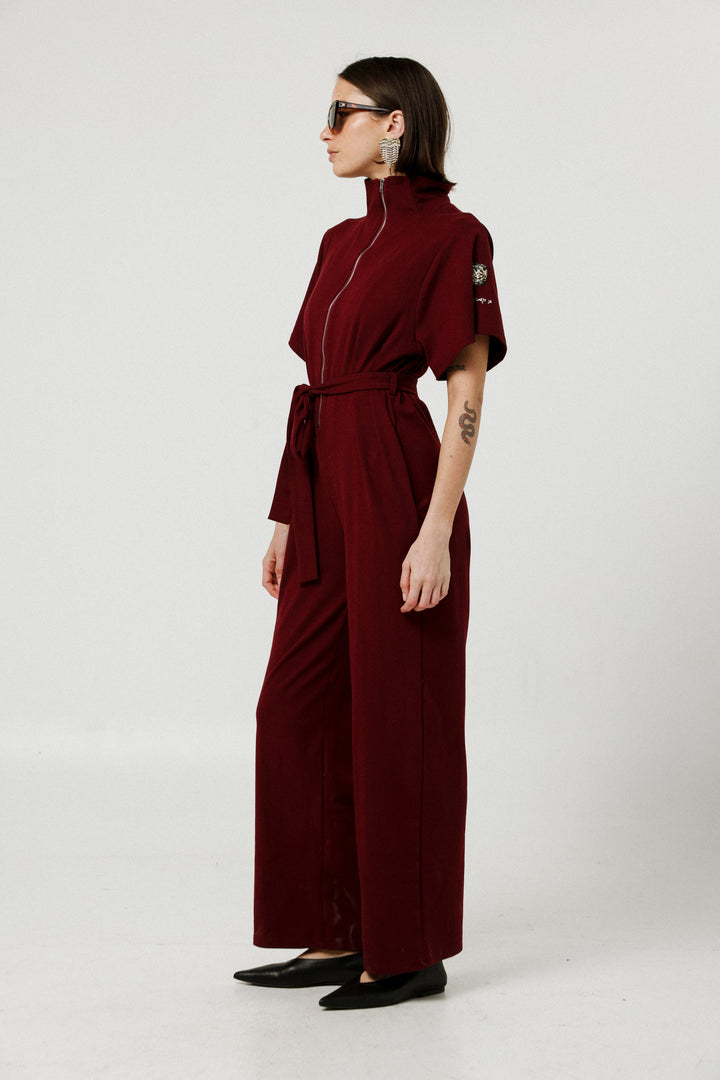 Collab Wine Polo Jumpsuit