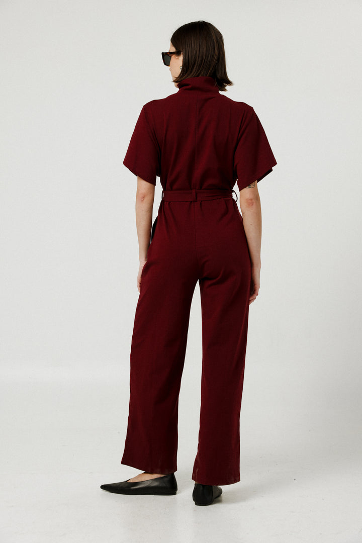 Collab Wine Polo Jumpsuit