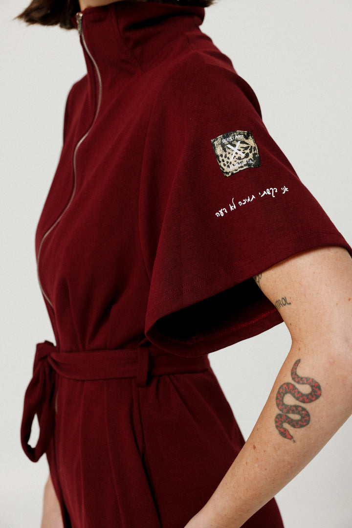 Collab Wine Polo Jumpsuit