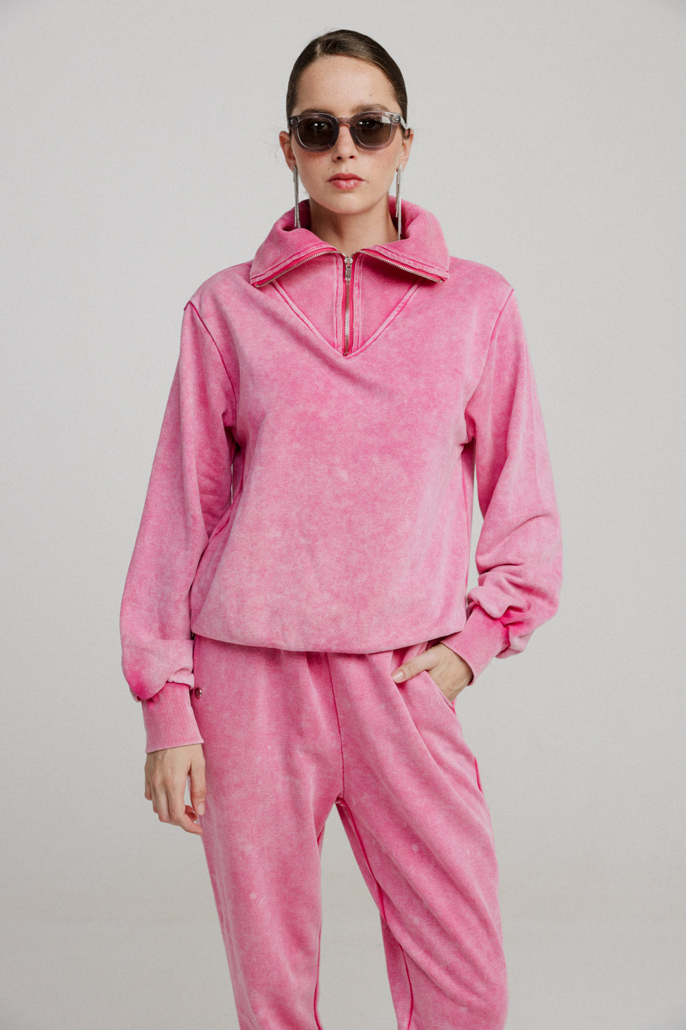 Asa Pink Zippered Sweatshirt – SEESTARZ
