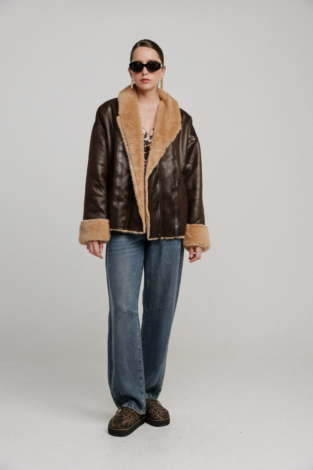 新品NKNIT synthetic leather jacket BROWN 0 NKC Toni Vegan Leather Jacket - Brown | Garmentory