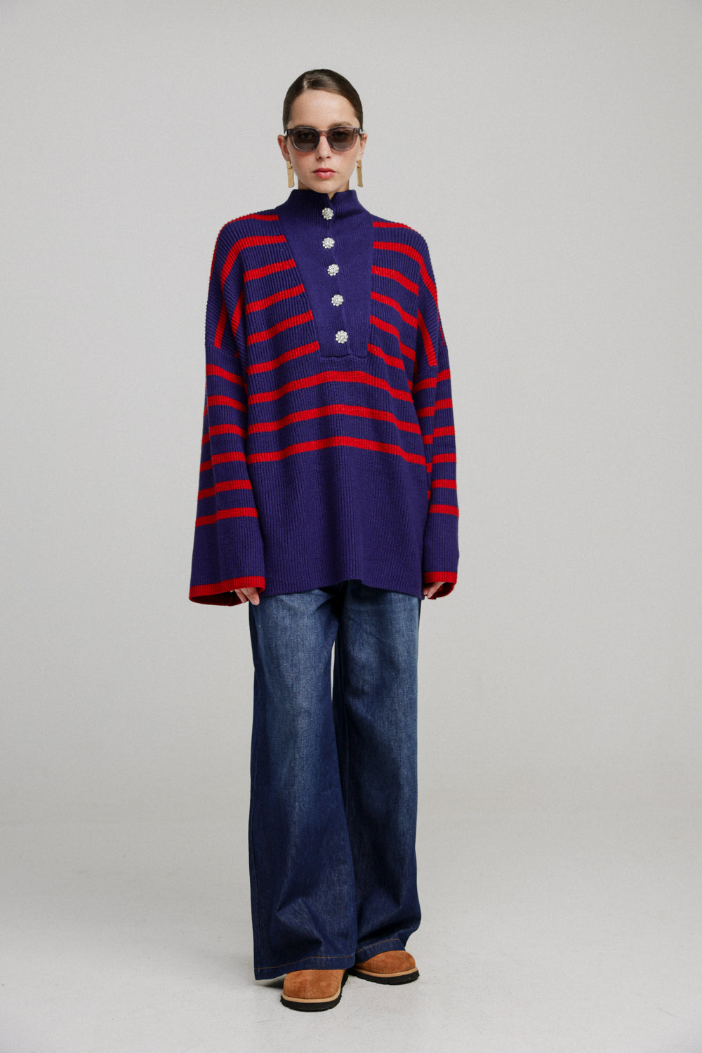 Now Navy Striped Sweater – SEESTARZ - Main Image