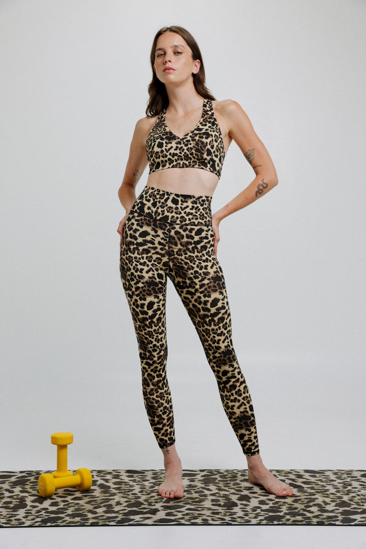 מכנסי ספורט ארוכים לנשים דגם Earth Leopard Leggings