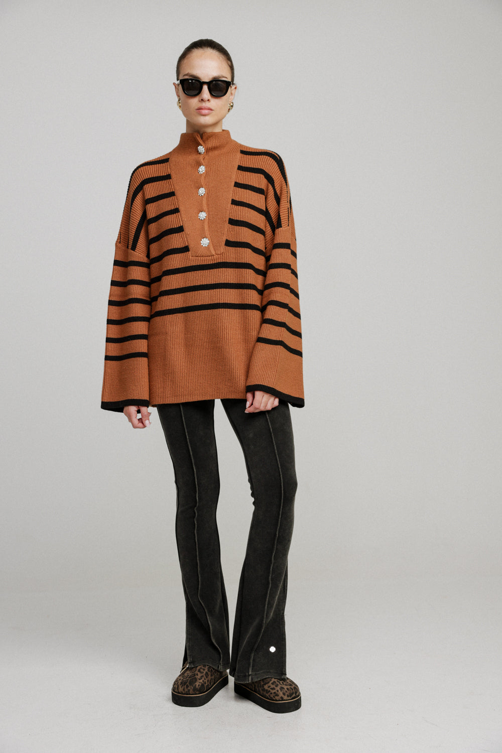 Now Camel Striped Sweater – SEESTARZ