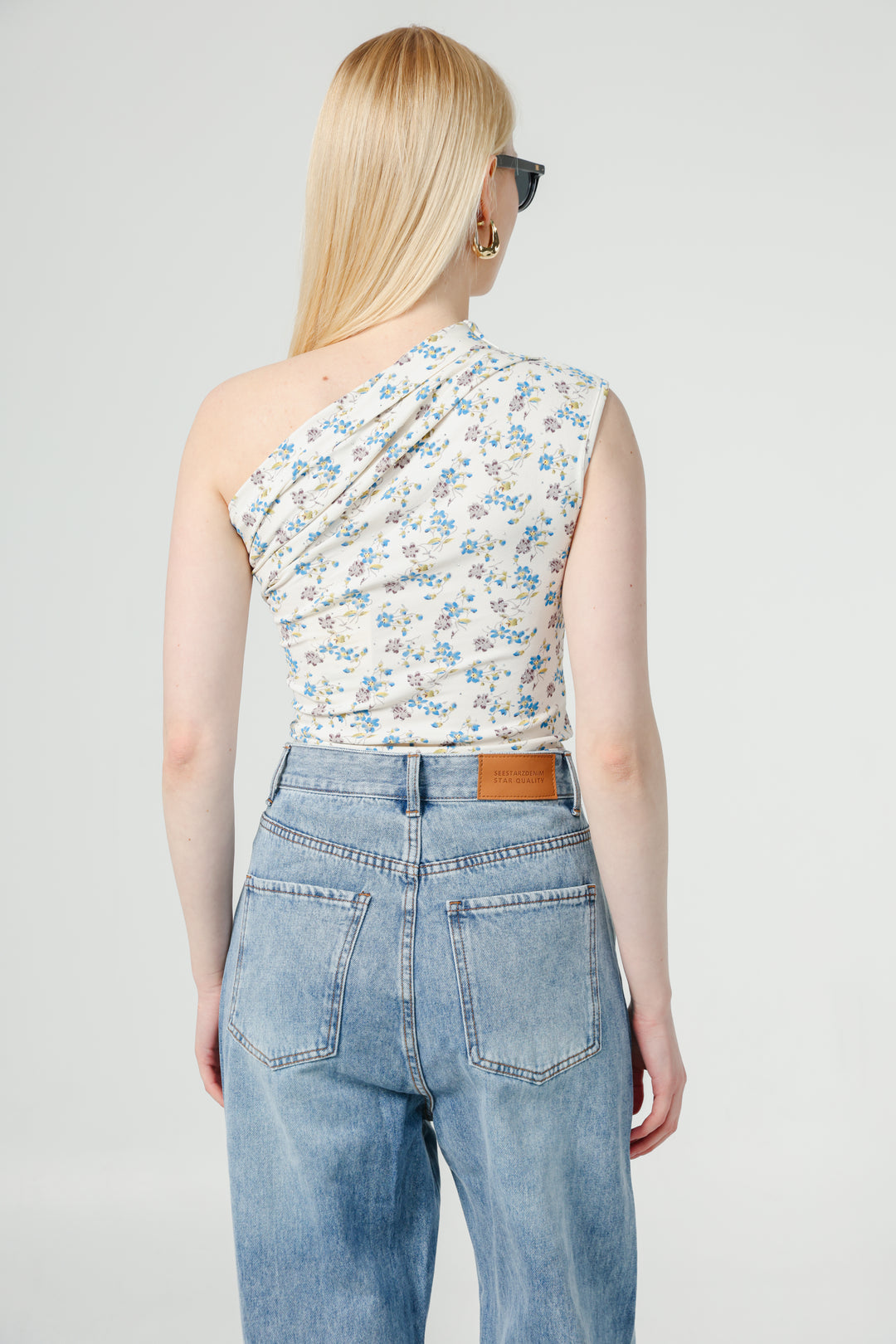 Joy Cream Floral One Shoulder Top