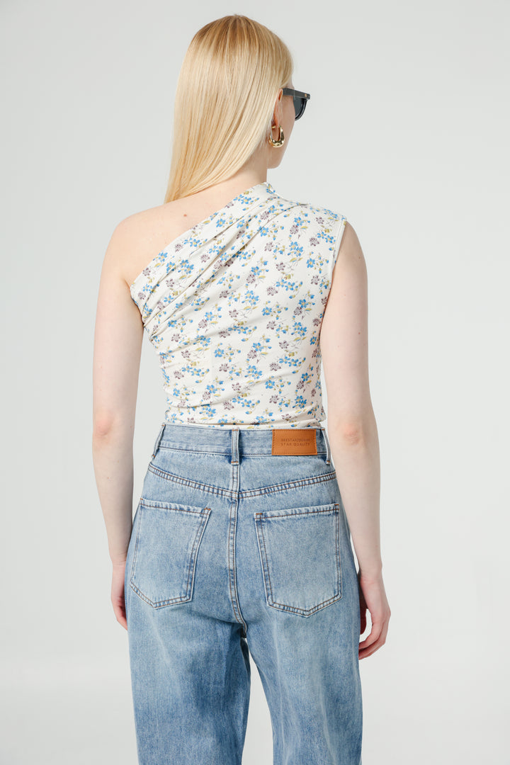 Joy Cream Floral One Shoulder Top