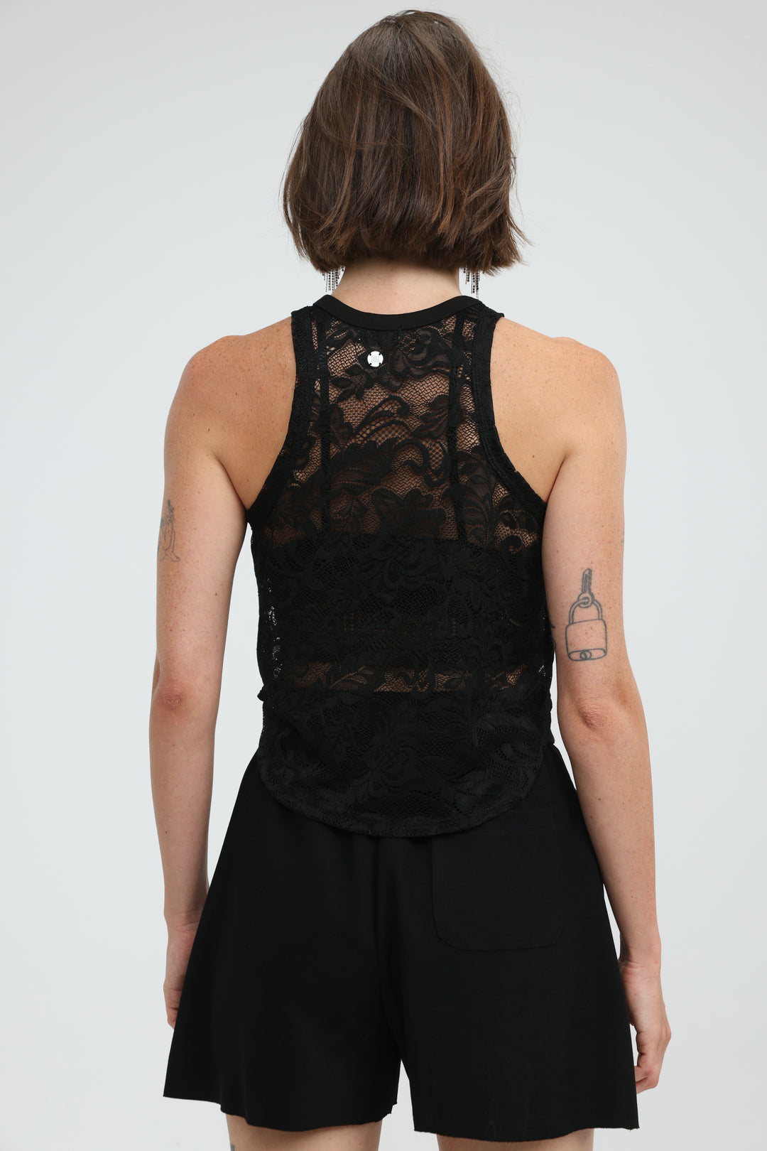 High Neck Black Lace Tank