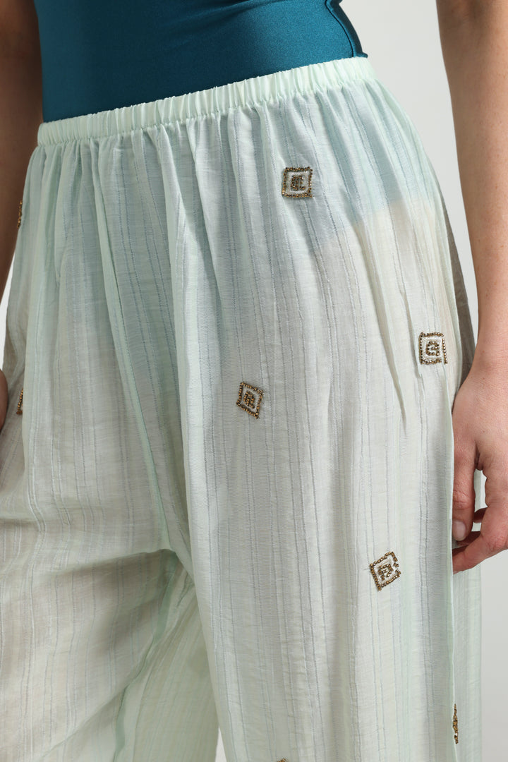Airy Embroidered Mint Bottoms