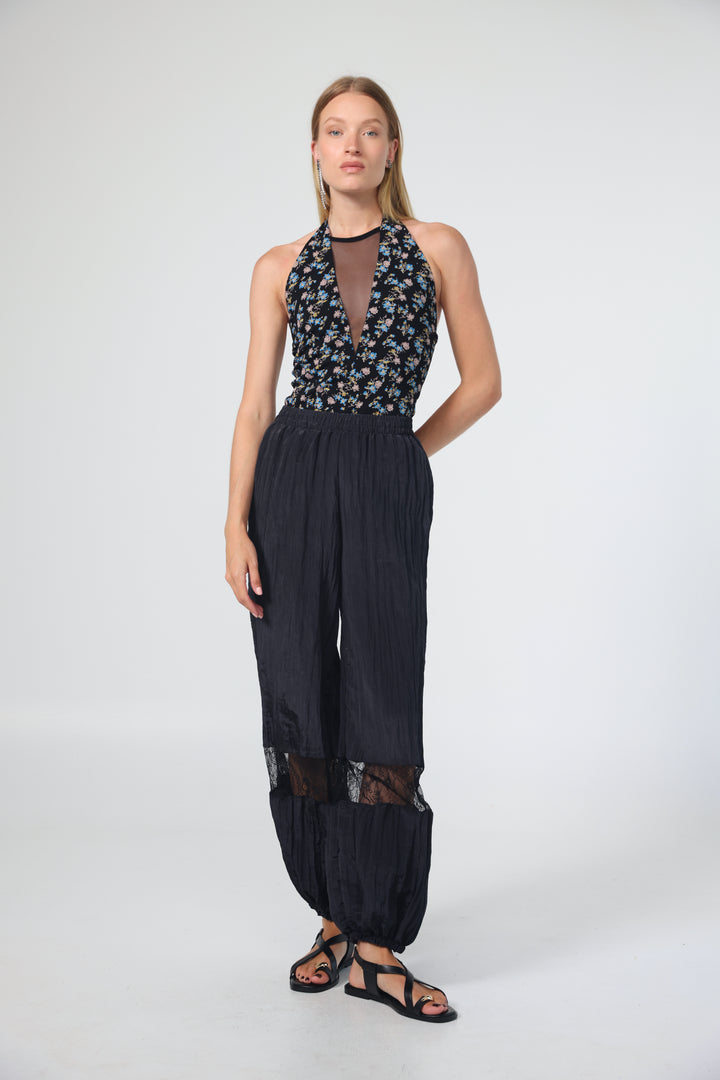 Leaf Black Floral Bodysuit
