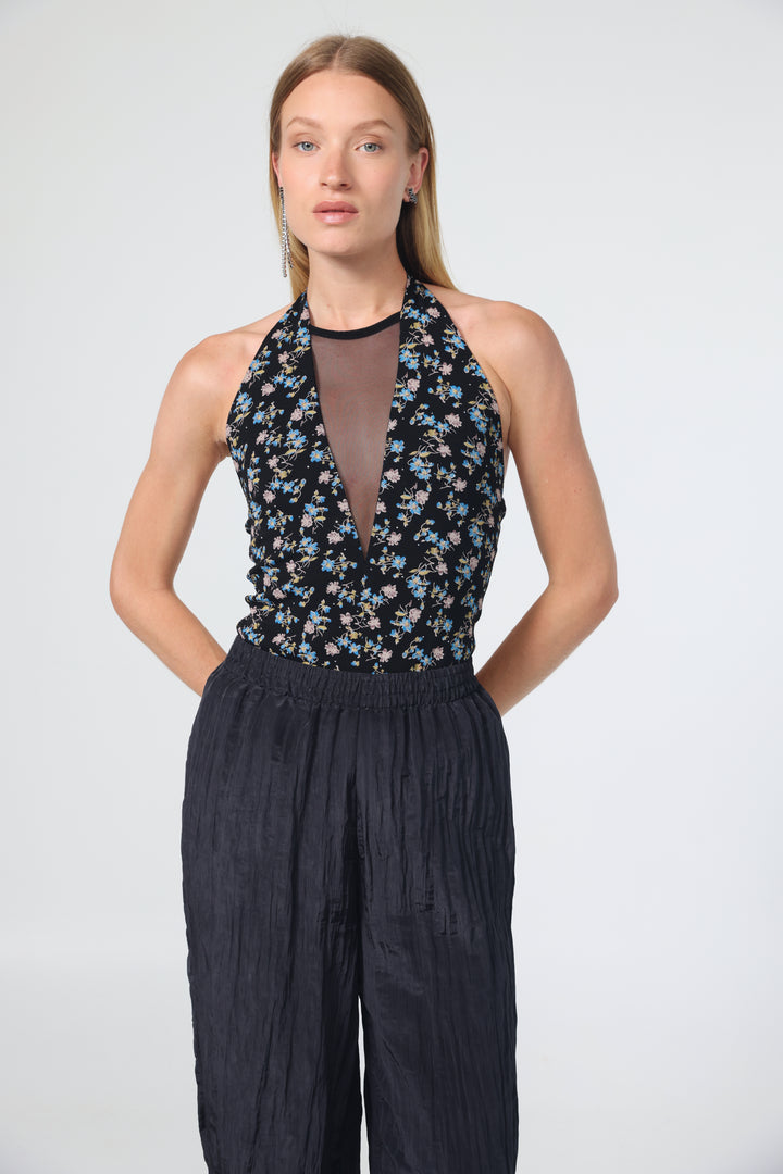 Leaf Black Floral Bodysuit