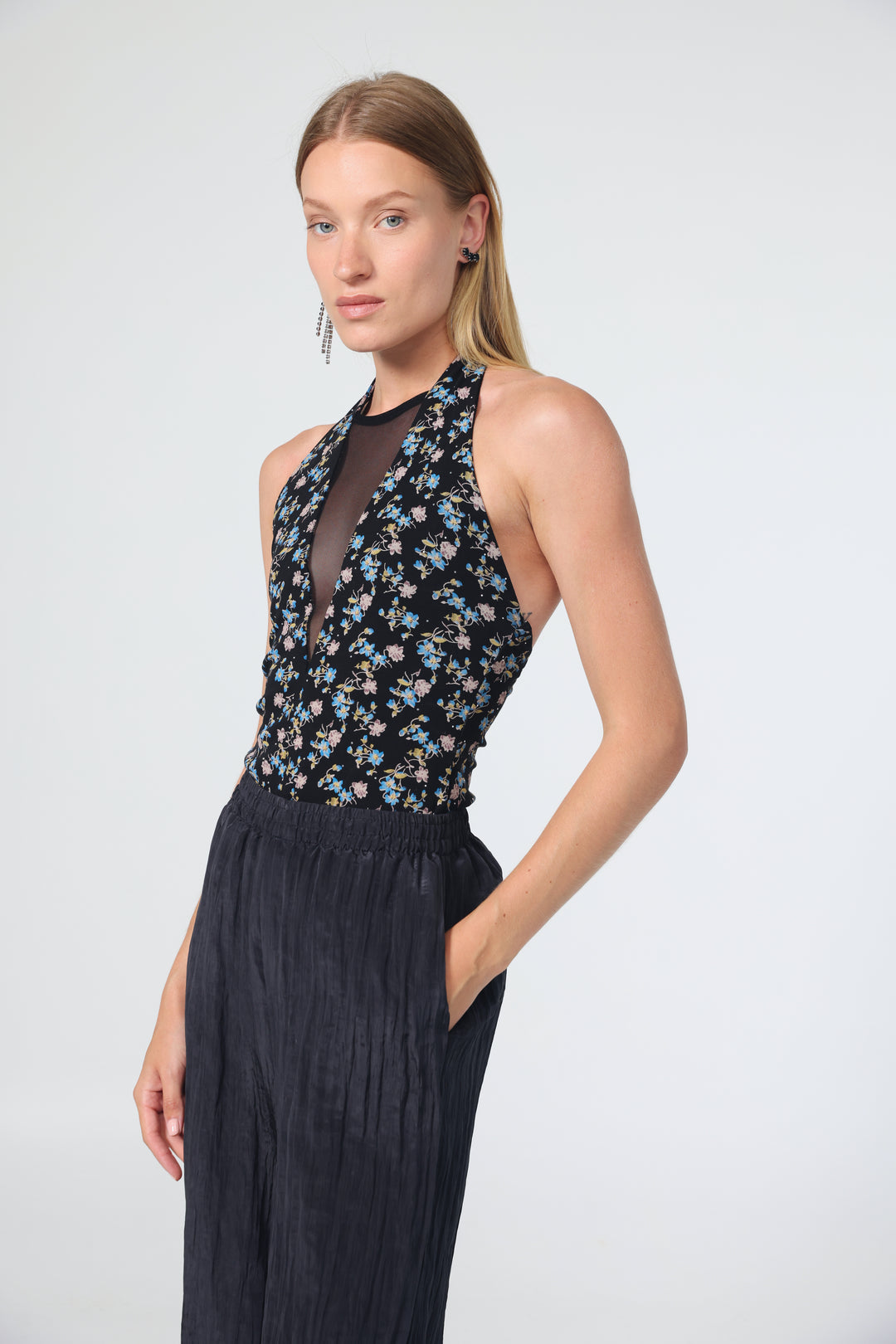 Leaf Black Floral Bodysuit