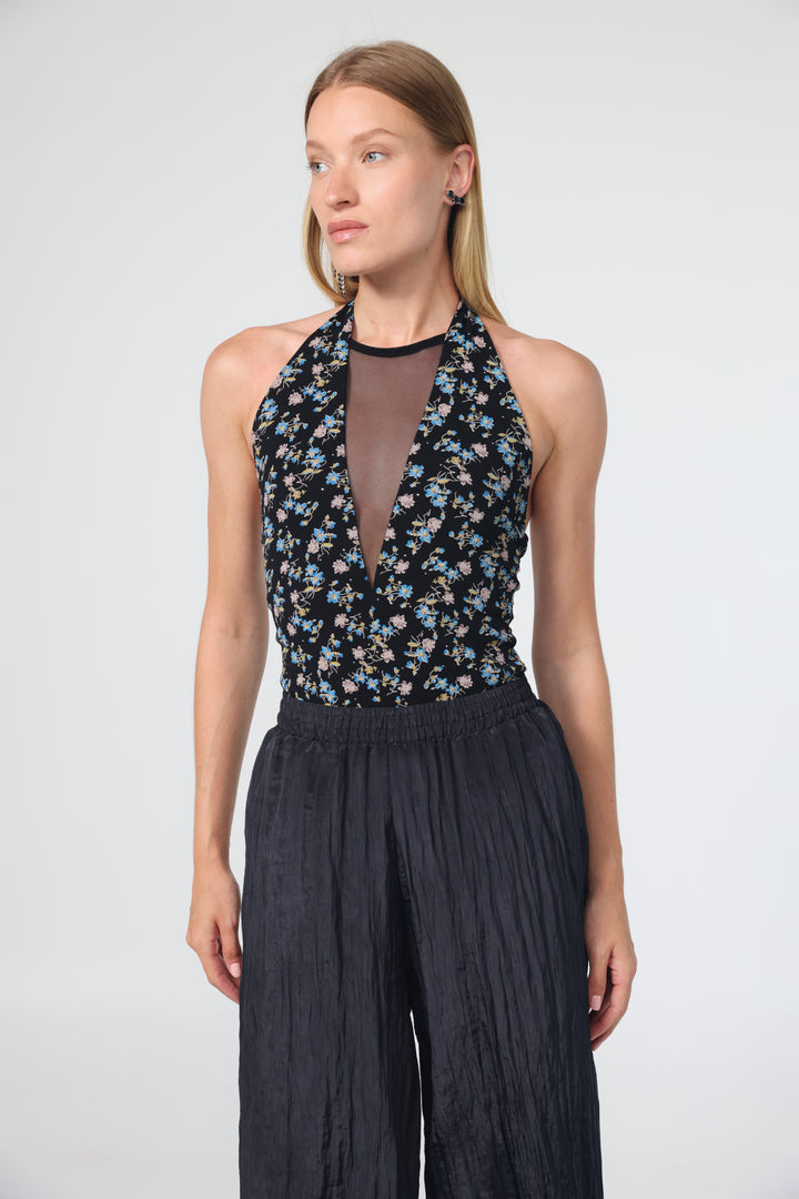 Leaf Black Floral Bodysuit