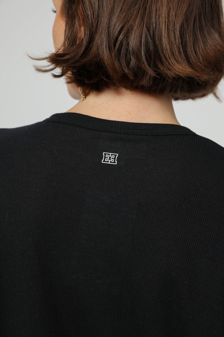 Clean06 Black Rib Boyfriend Shirt