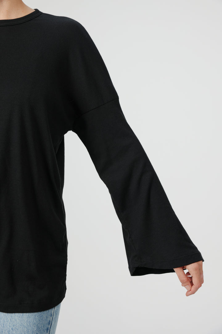 Clean06 Black Rib Boyfriend Shirt