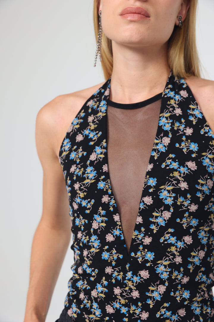 Leaf Black Floral Bodysuit