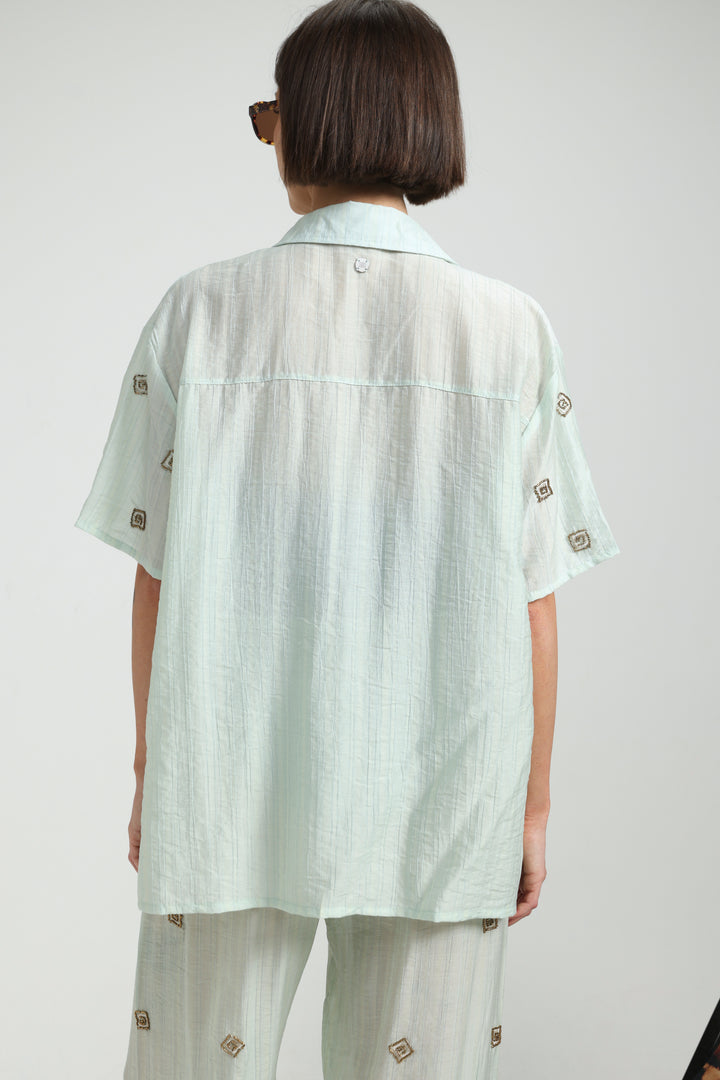 Airy Embroidered Mint Shirt