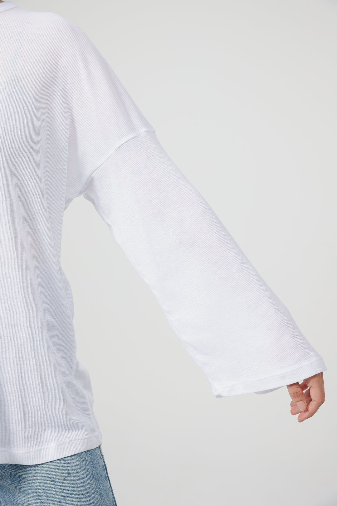 Clean06 White Rib Boyfriend Shirt