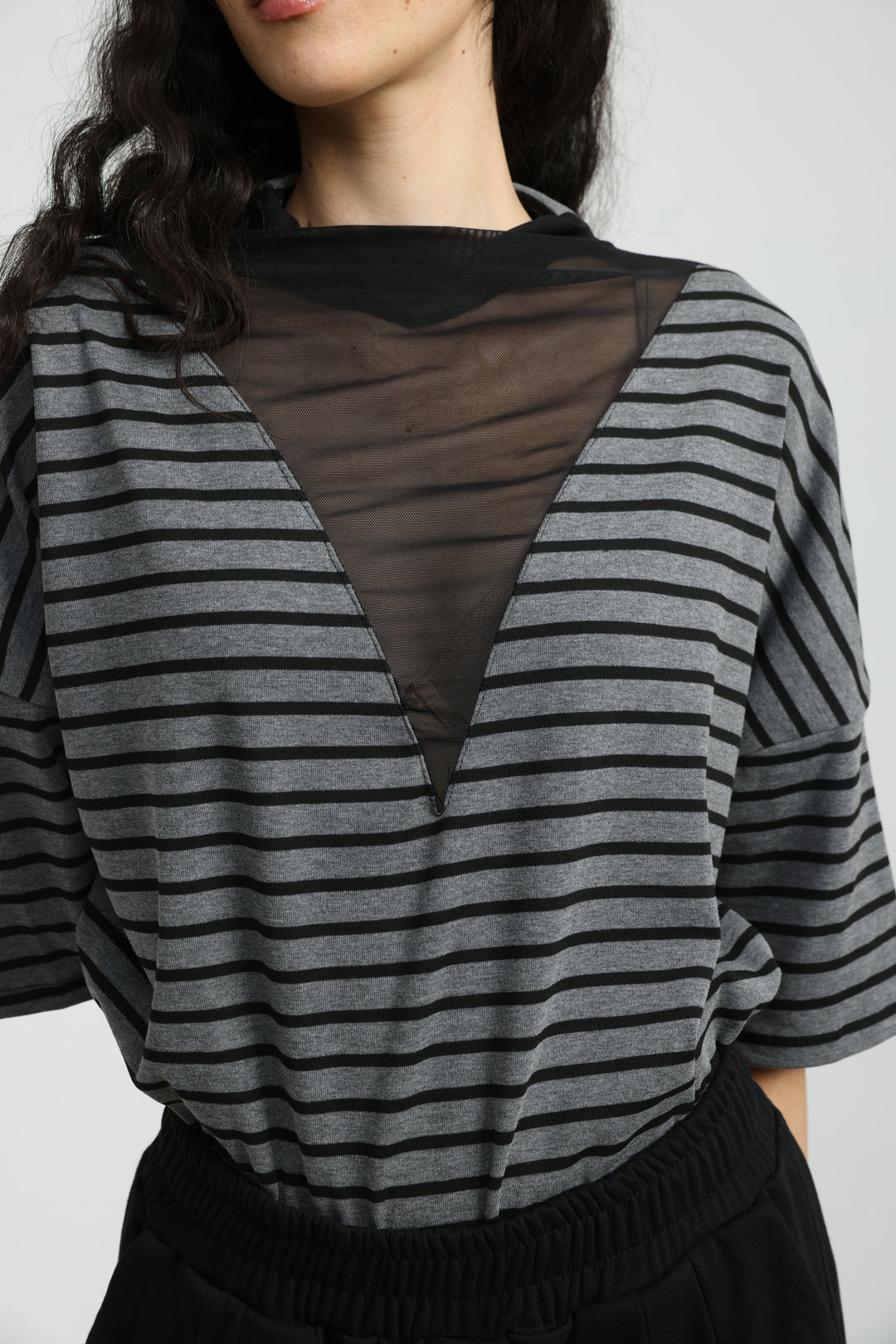 Selfless Grey Striped T-Shirt