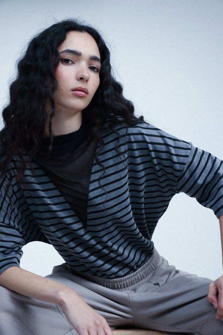 Selfless Grey Striped T-Shirt