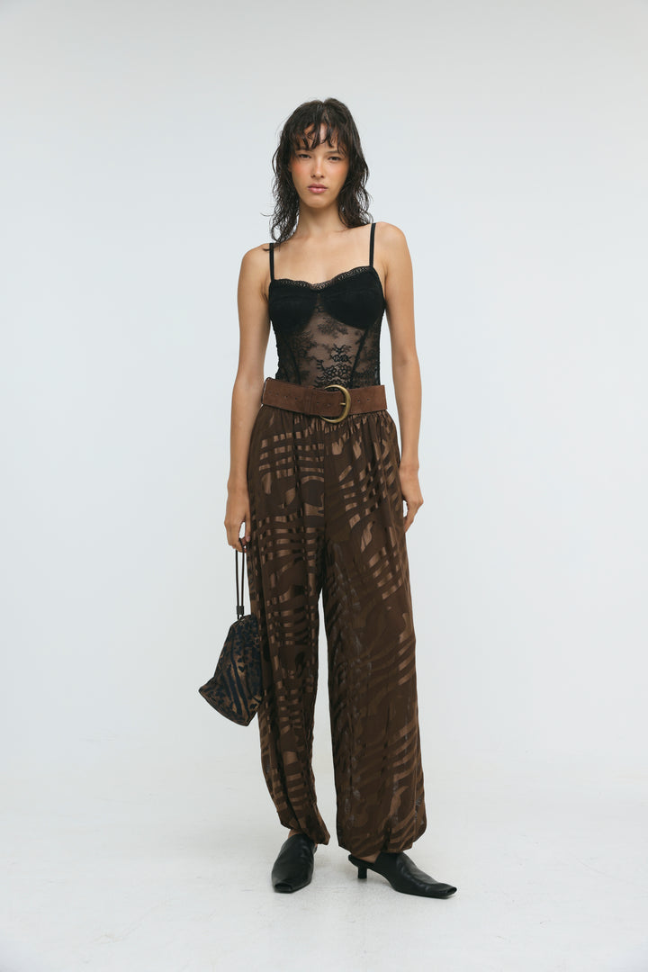 Slick Brown Balloon Bottoms