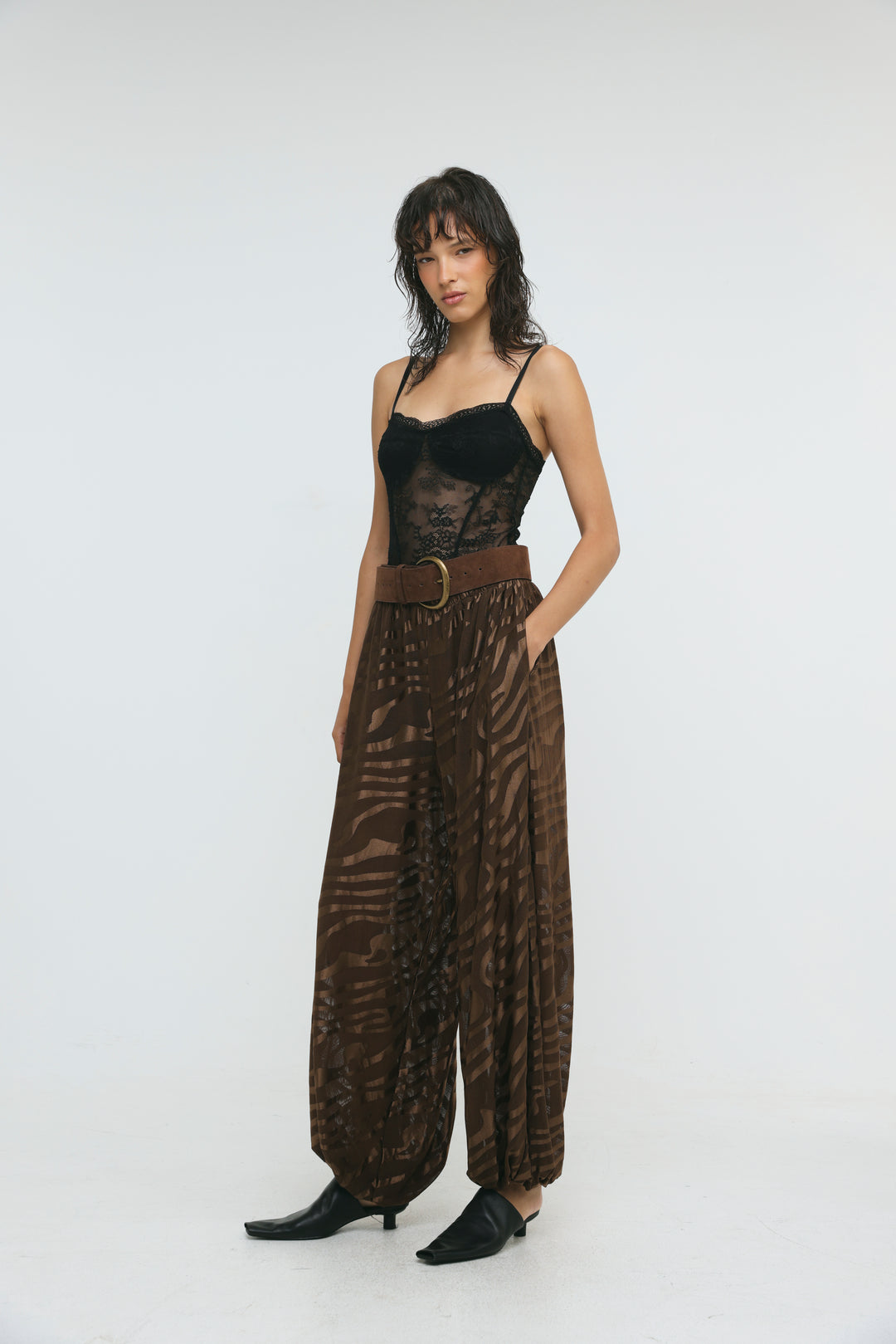 Slick Brown Balloon Bottoms