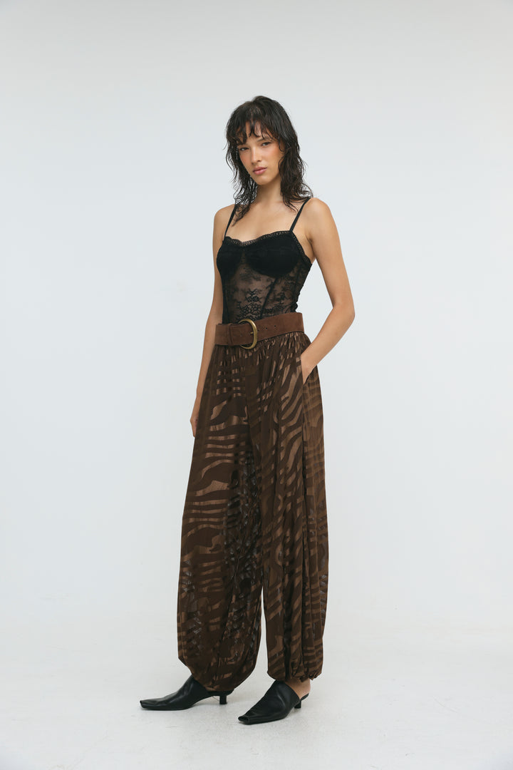 Slick Brown Balloon Bottoms