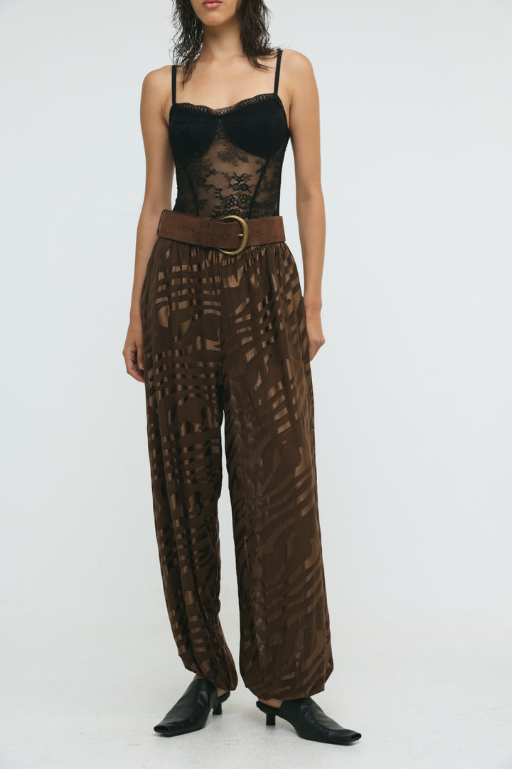 Slick Brown Balloon Bottoms