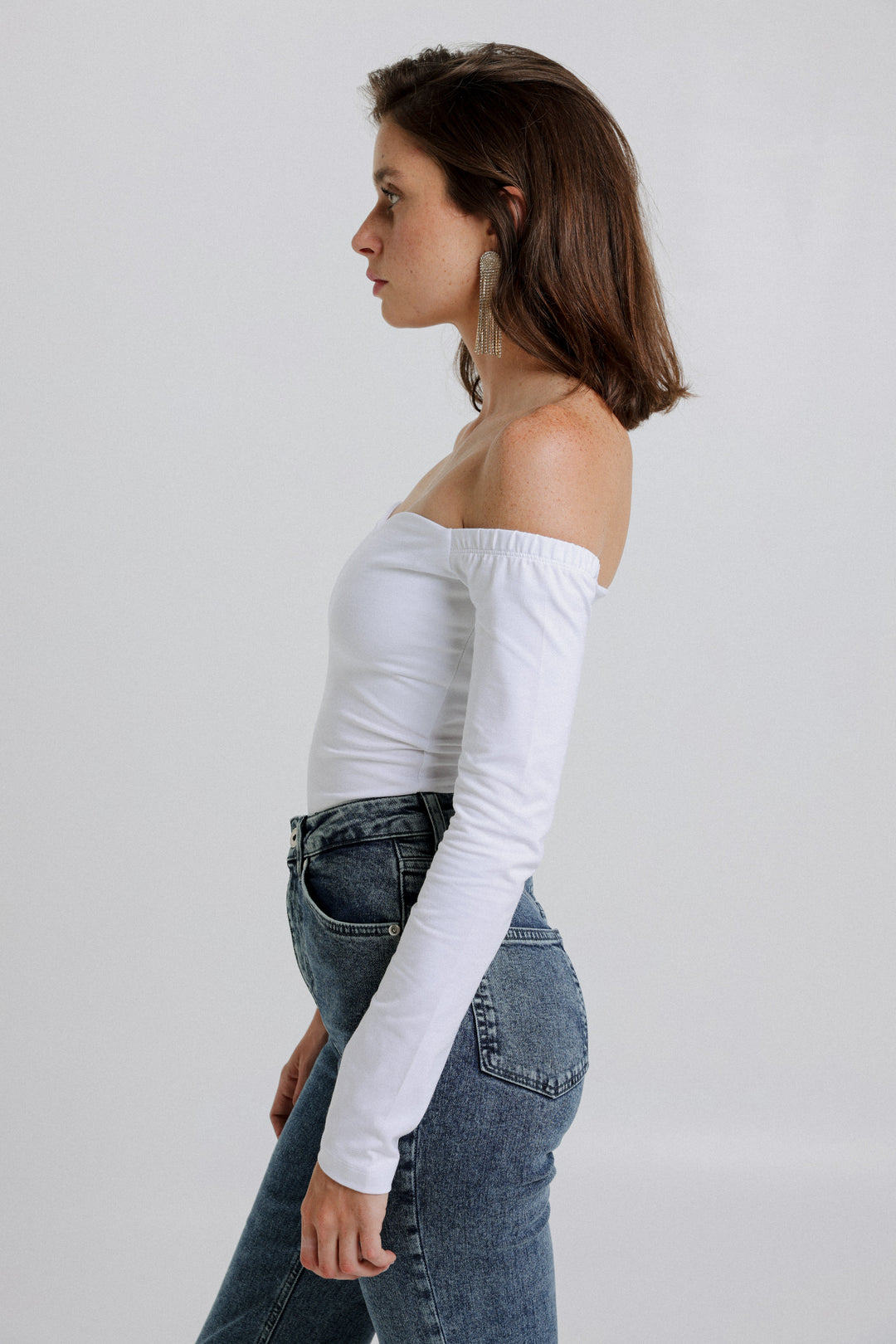 Eyes Off Shoulder White Top