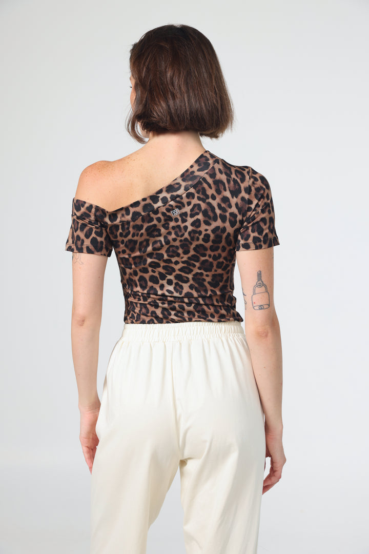 חולצה קצרה וואן שולדר מנומר Luna Leopard T-Shirt