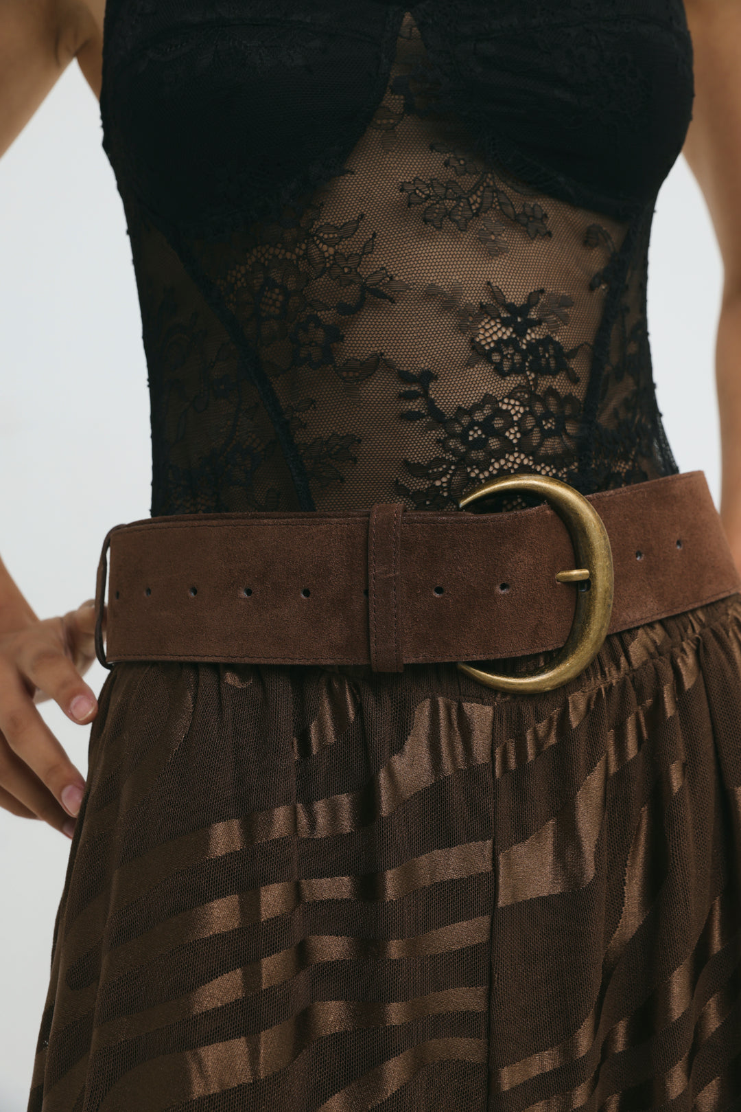 Wide Brown Suede Belt