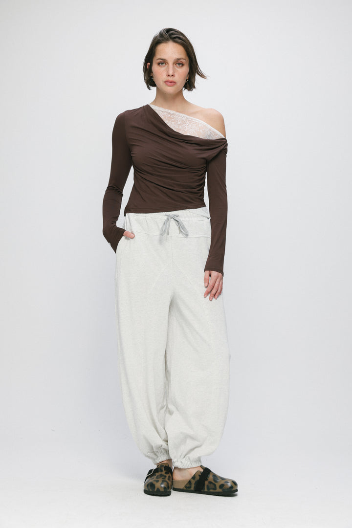Light Brown One Shoulder Shirt