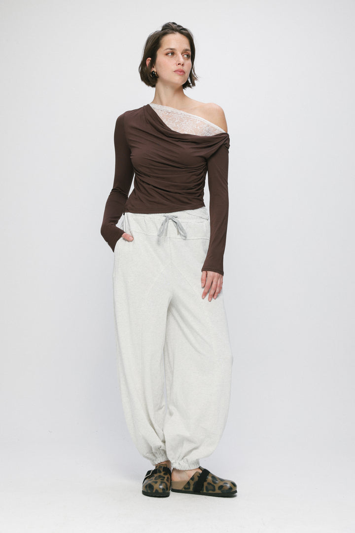 Light Brown One Shoulder Shirt