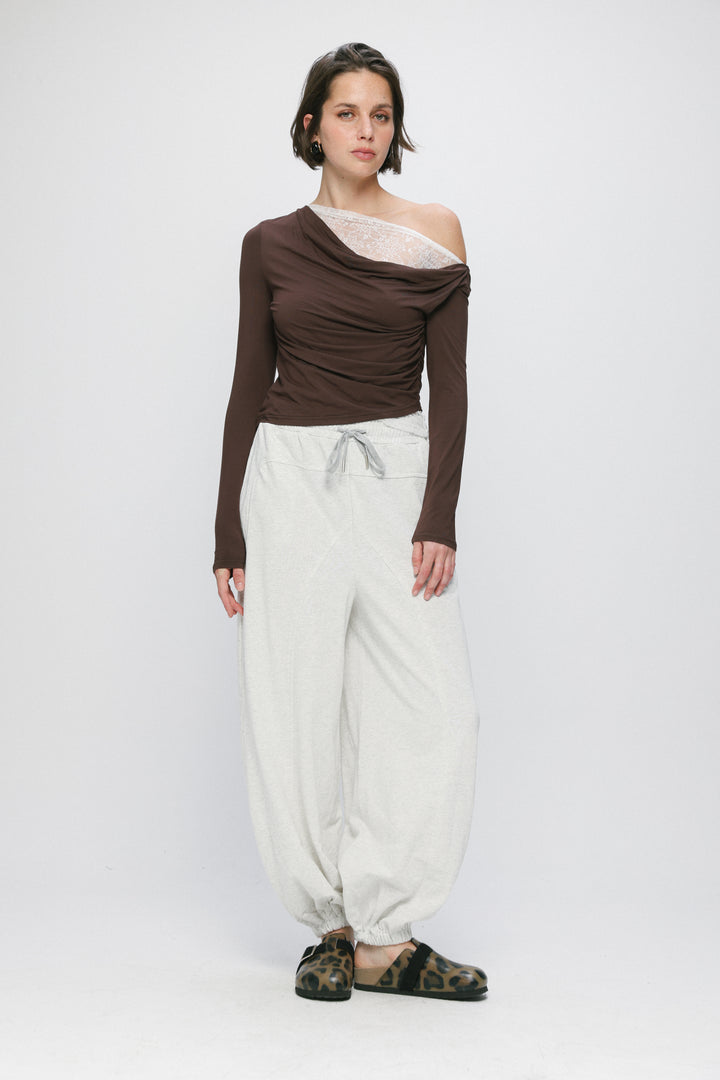 Light Brown One Shoulder Shirt