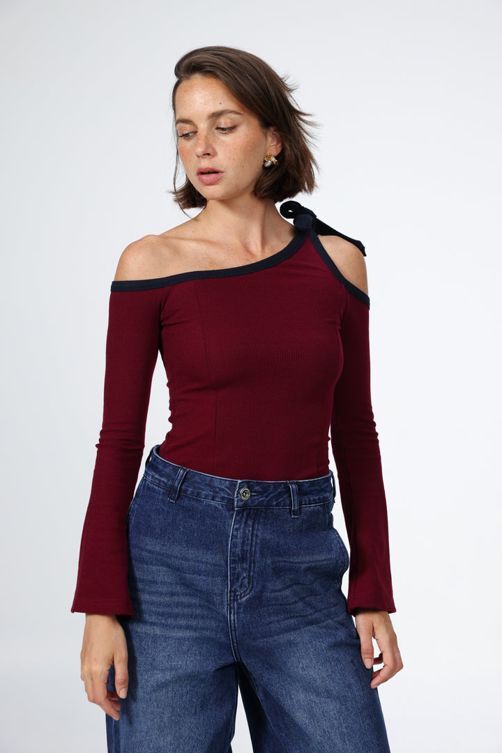 Tied Wine Shirt