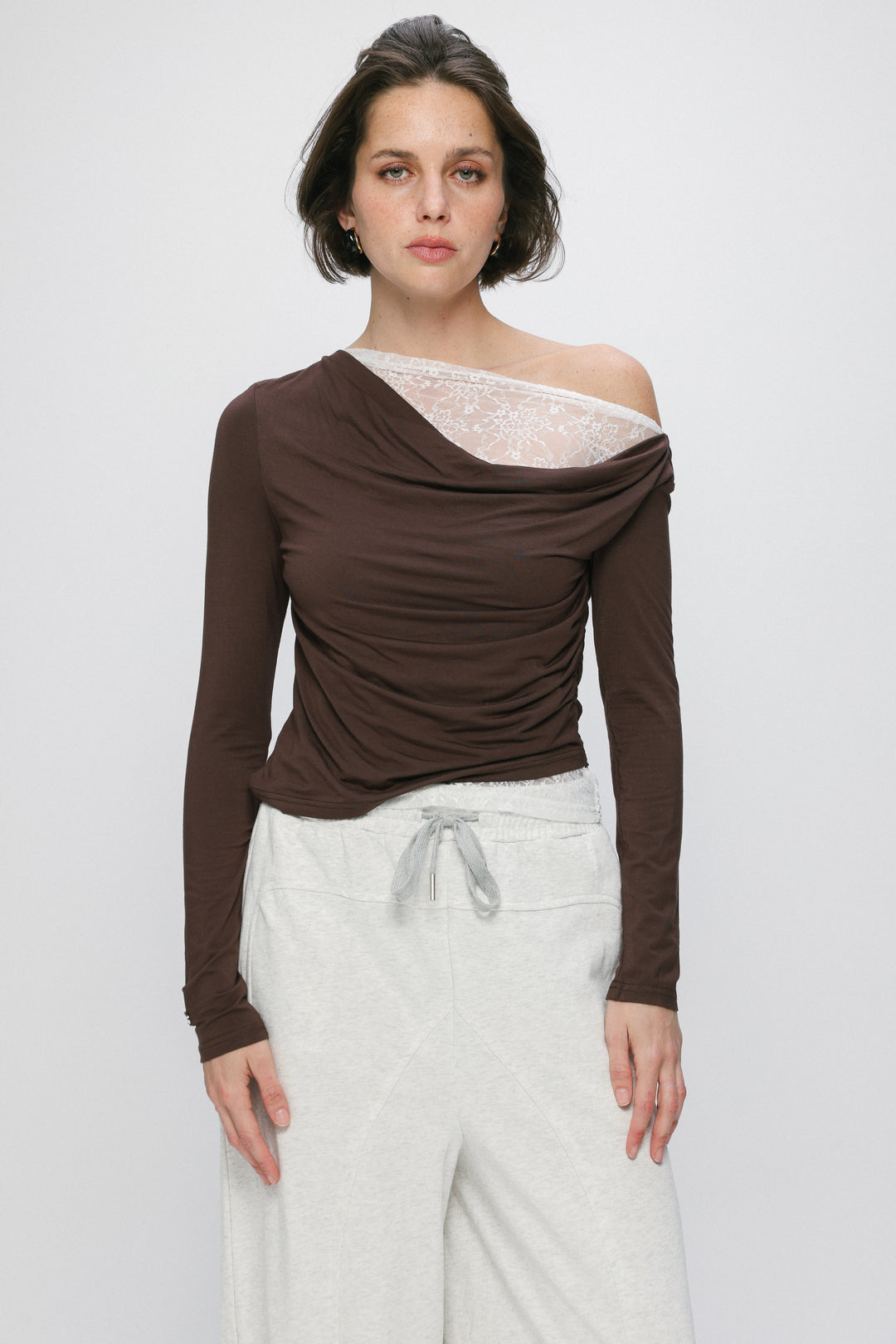 Light Brown One Shoulder Shirt