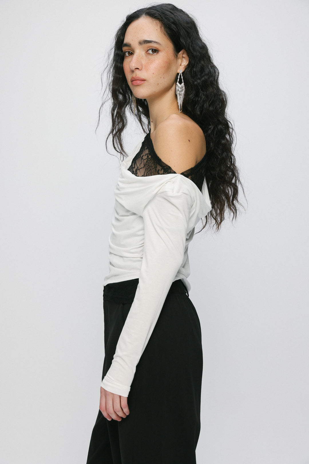 Light Cream One Shoulder Shirt