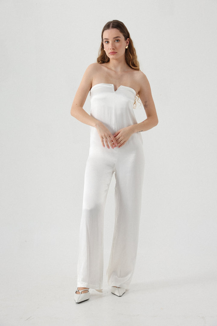 אוברול לבן לנשים Fantasy White Viscose Jumpsuit 