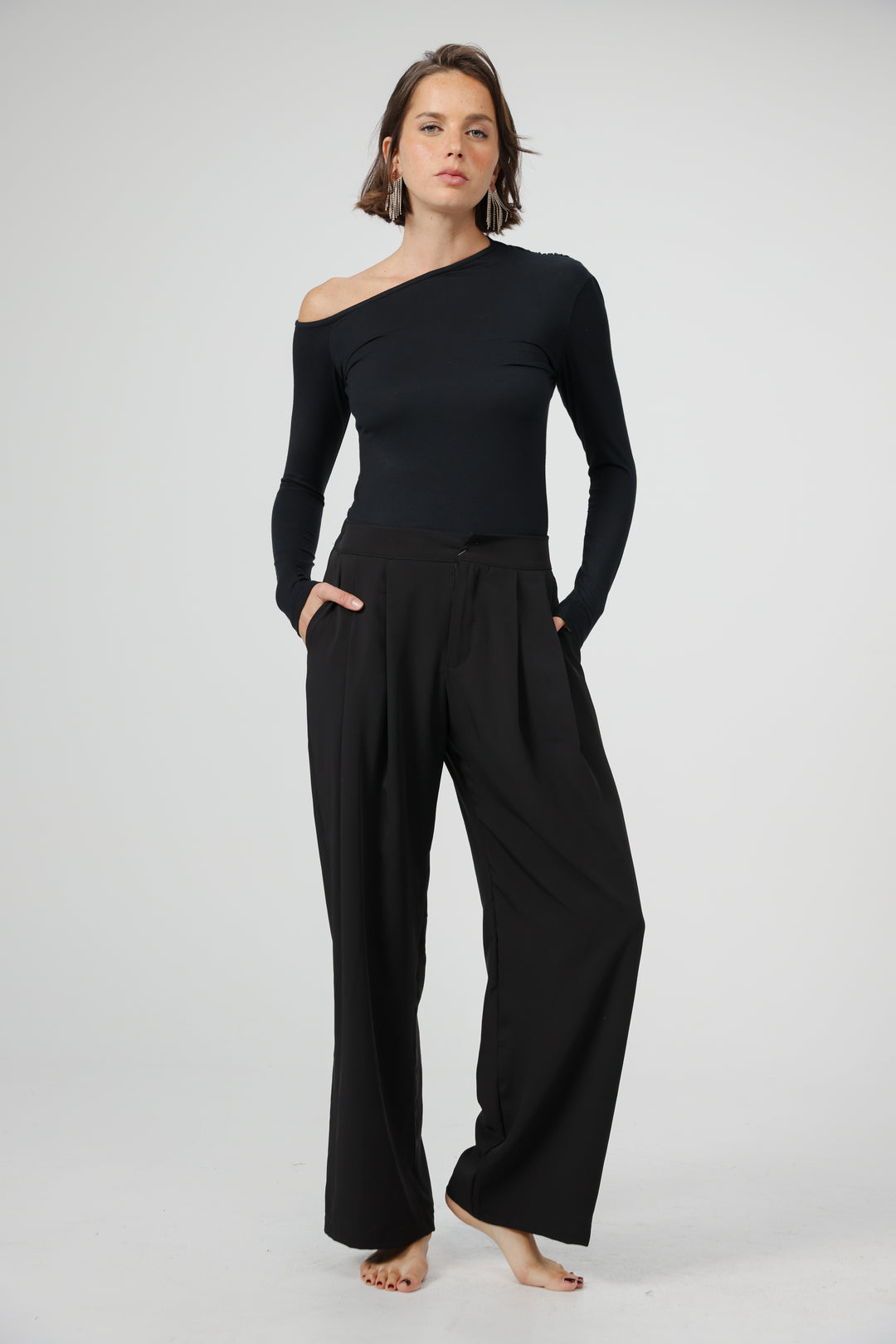 Clean07 Black One Shoulder Shirt