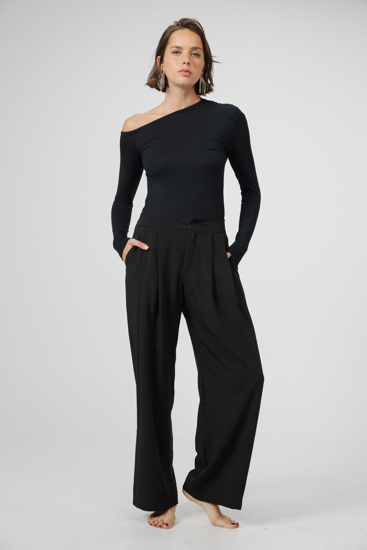 Clean07 Black One Shoulder Shirt