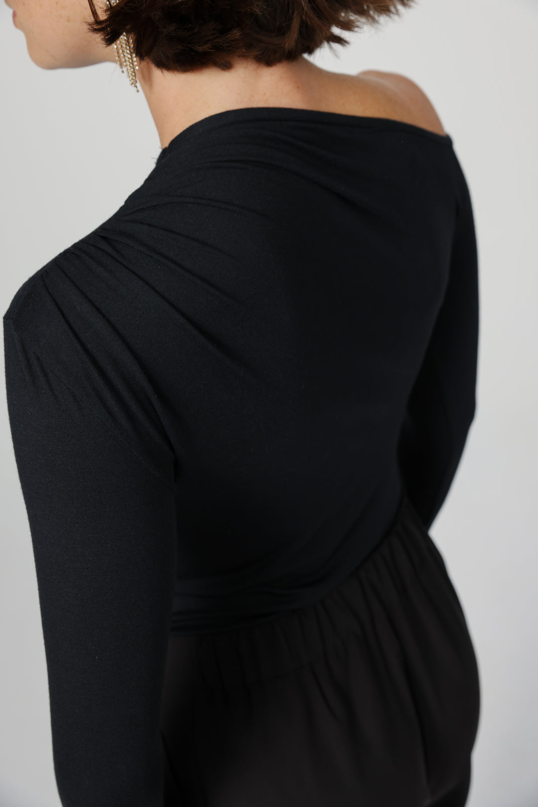 Clean07 Black One Shoulder Shirt