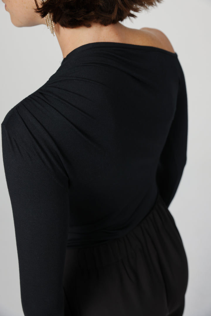 Clean07 Black One Shoulder Shirt