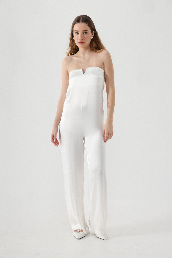 אוברול לבן לאירוע  Fantasy White Viscose Jumpsuit 