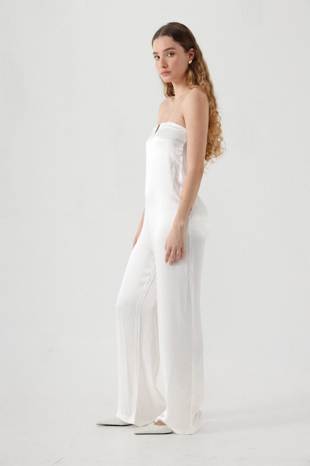 Fantasy White Viscose Jumpsuit אוברול חגיגי לבן לאירוע 