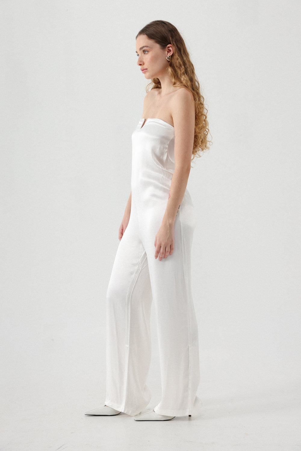 חליפת אוברול לבנה  Fantasy White Viscose Jumpsuit 