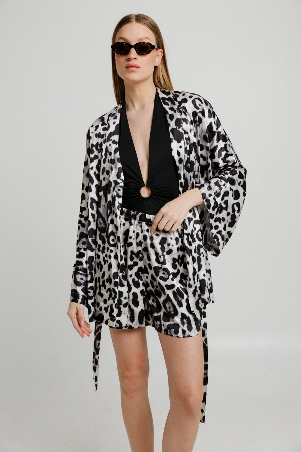 Grey Leopard Kimono