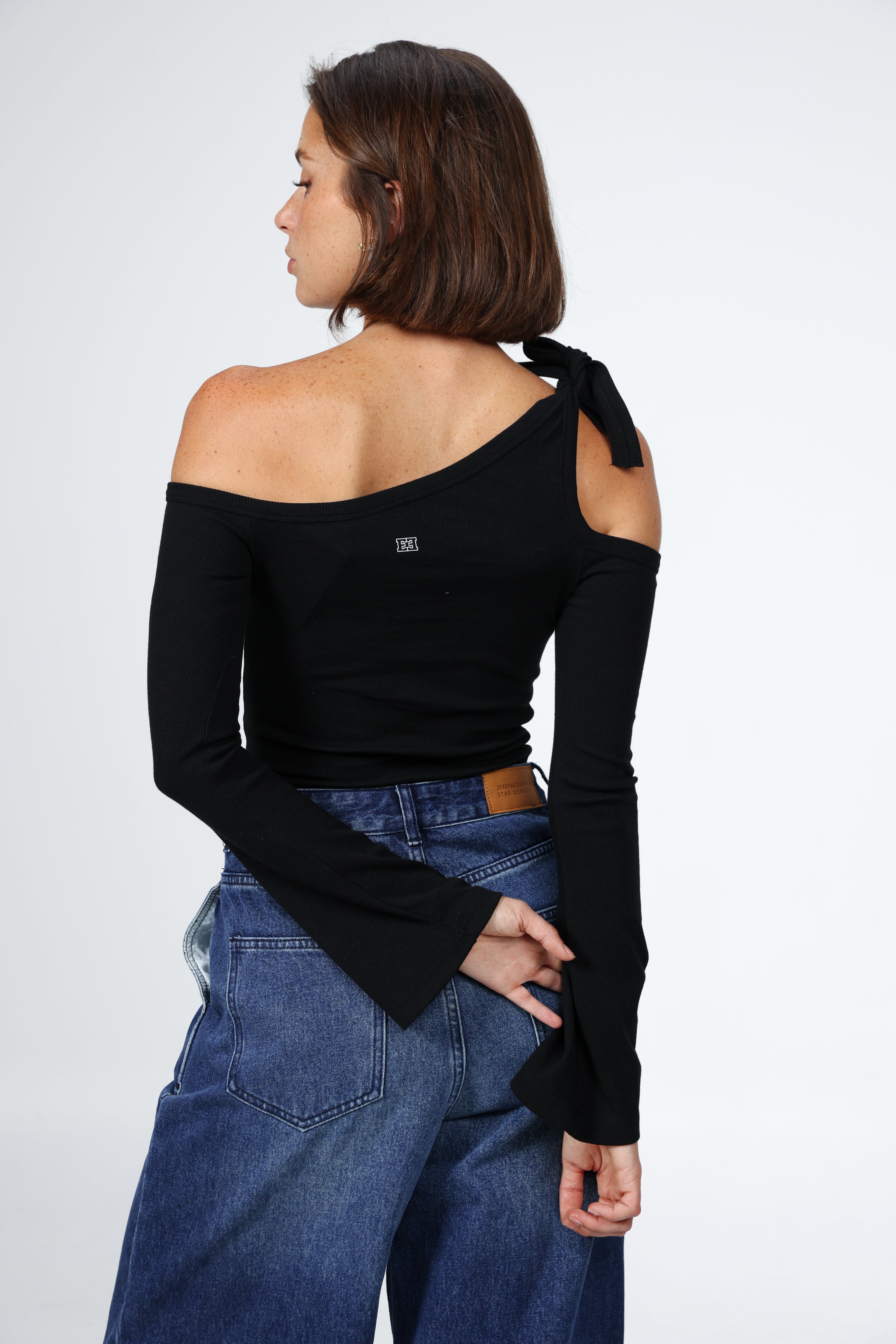 トップス Neith. Mesh Tied Shirt (Black) Tied Black Shirt – SEESTARZ